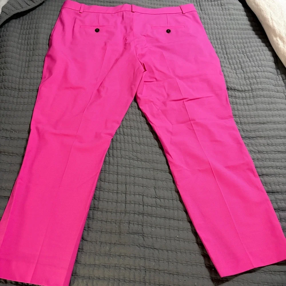 Theory Treeca 2 Pants Carnation Pink Suiting Wool Slim Leg Trouser Size 16 NWT
